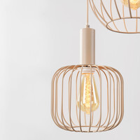 Pendellampa Nudea med tre lampor - beige metallskärmar