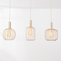 3-ljus taklampa Nudee med beige metallskärmar