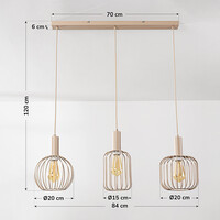 3-ljus taklampa Nudee med beige metallskärmar