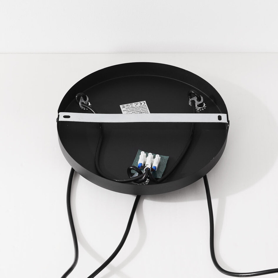 Pendellampa Velea med tre spotlights i varm travertinstil