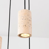 Pendellampa Velin med fem spotlights i varm travertinstil
