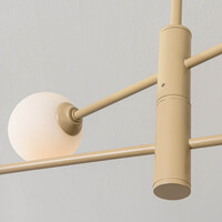 Taklampa Stiri med fyra lampor - beige med mjölkvitt glas