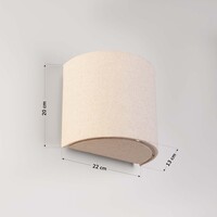 Vägglampa Tova med linneskärm i benvitt