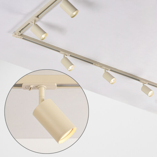 Modernt 1-fas skensystem på 3 meter med Jill spotlights - beige