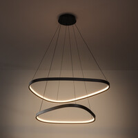 3-stegs dimbar design taklampa Nivara med dubbla LED-ringar i svart