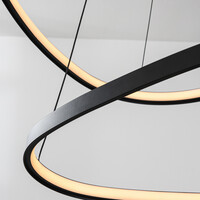 3-stegs dimbar pendellampa Nivara - dubbla LED-ringar i svart
