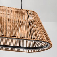 3-stegs dimbar pendellampa Selara - flätad naturell skärm