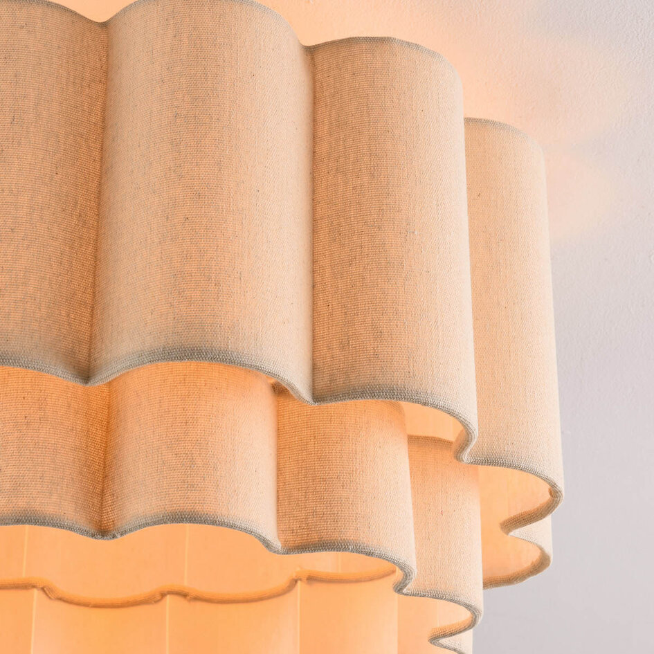 Taklampa med tvålagers linneskärm, beige