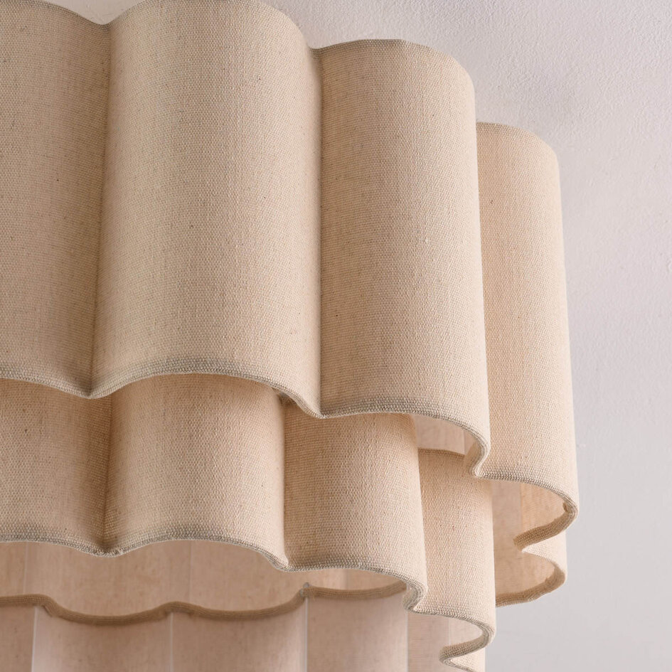 Taklampa med tvålagers linneskärm, beige