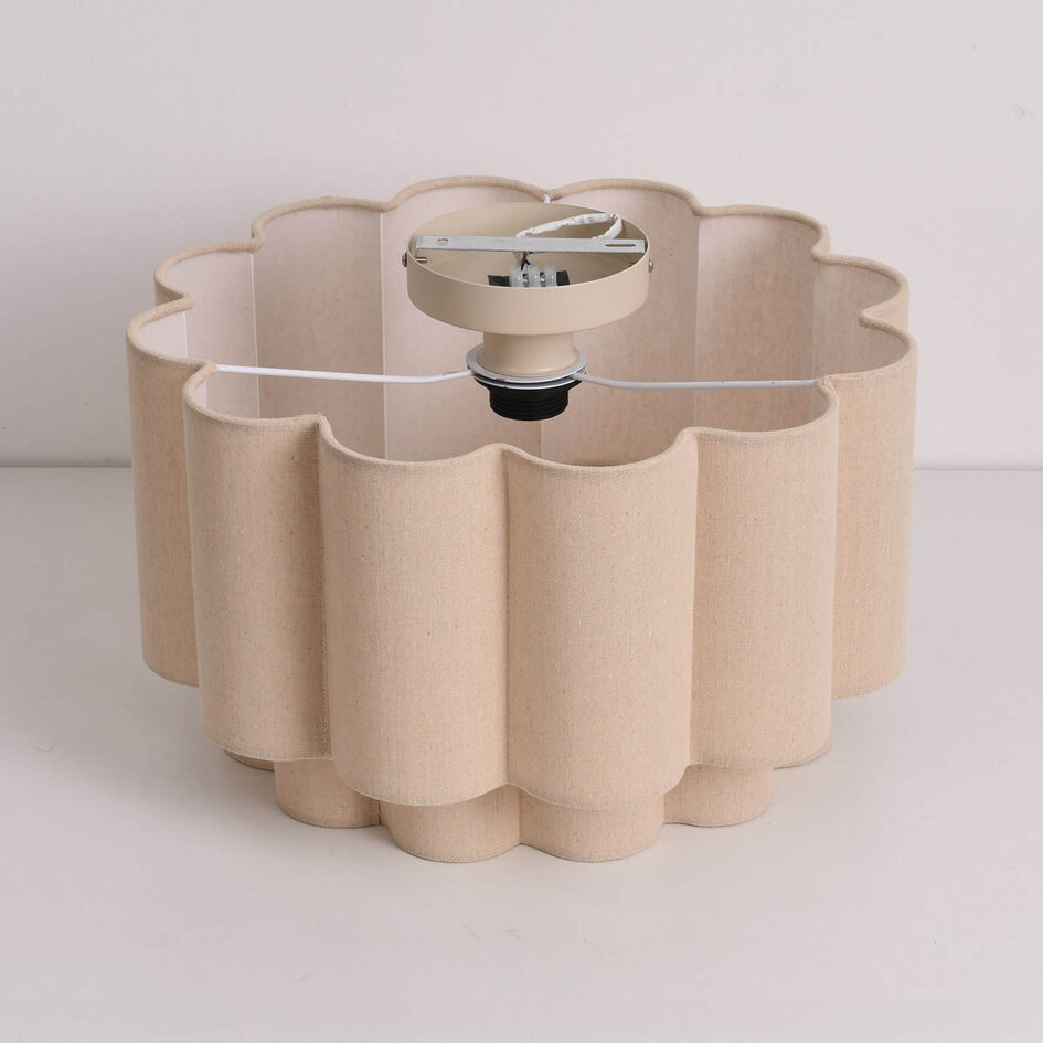 Taklampa med tvålagers linneskärm, beige