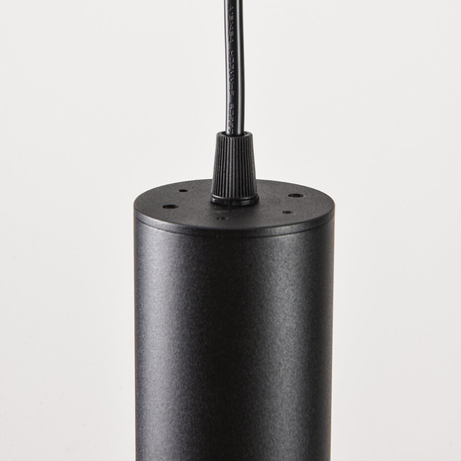 Cylinderformad pendellampa Simon 1-fas, svart med textilsladd