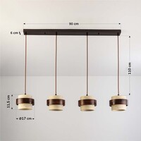 4-ljus taklampa Mavero av cement och trä