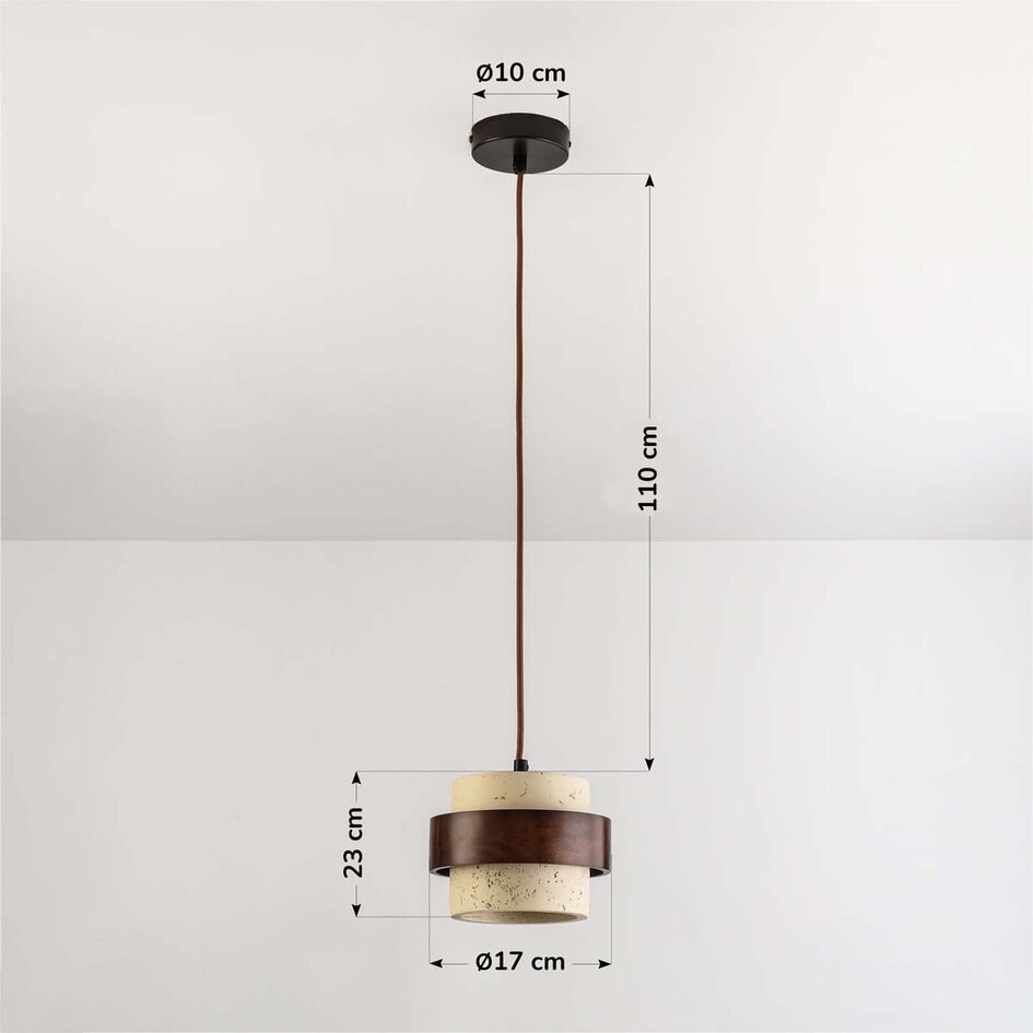 Pendellampa Mavero med en lampa - cement och trä