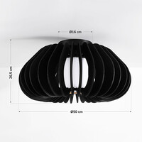 Taklampa Roia - svarta lameller med diffusor