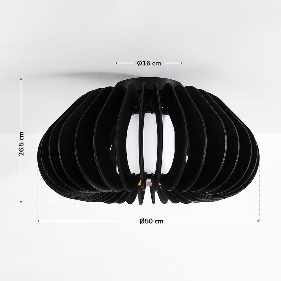 Taklampa Roia - svarta lameller med diffusor