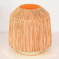 Bordslampa Aruna i raffiapapper med beige metallfot