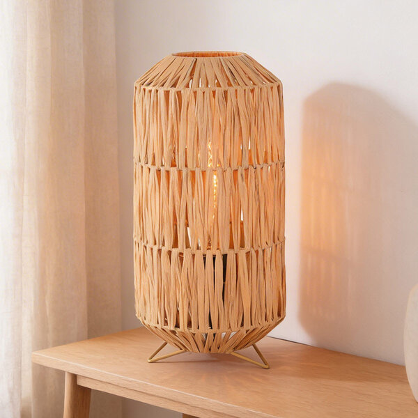 Bordslampa Arena av raffiapapper - beige