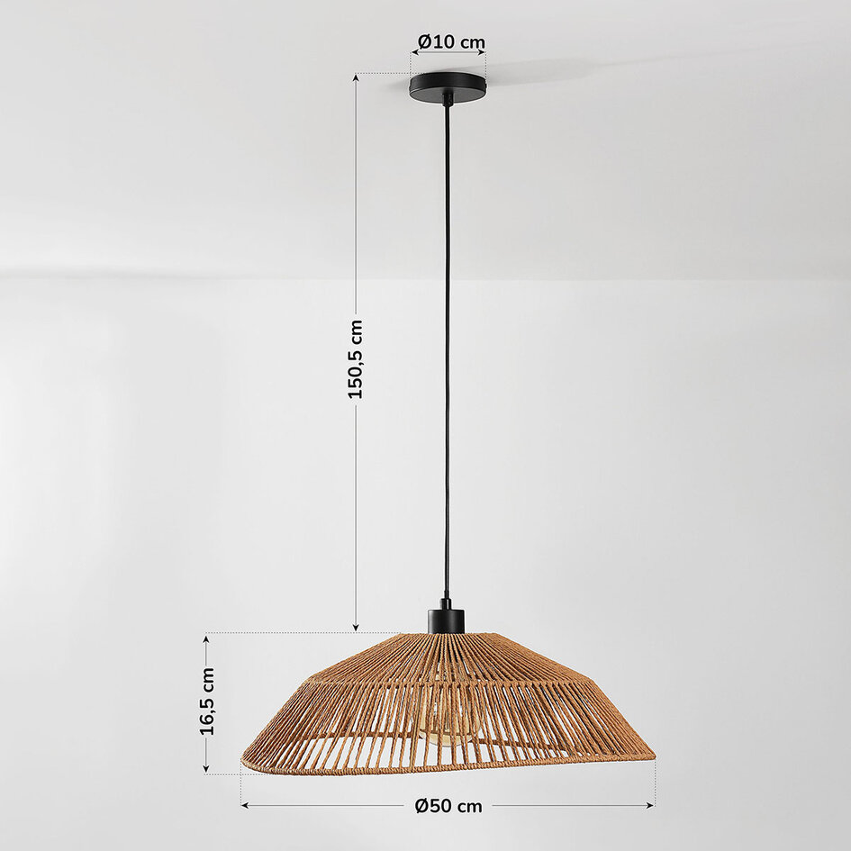 Boho-pendellampa Serra - handflätad i naturell