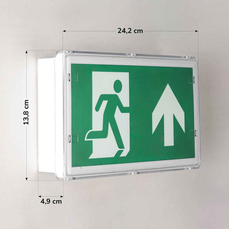 3 watt utanpåliggande nödbelysning med 4 piktogram