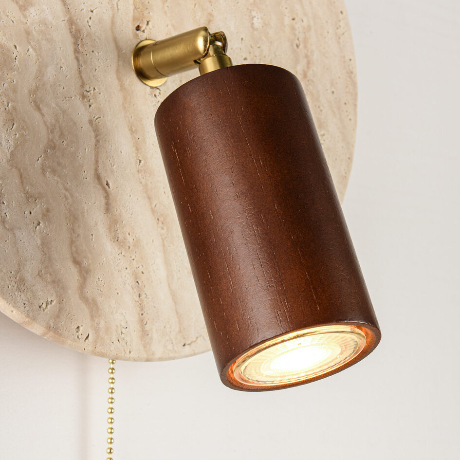 Vägglampa Sira - justerbar spotlight i travertin (natursten) inkl. ljuskälla