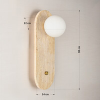 Vägglampa Onda - travertin (natursten) och mjölkvitt glas