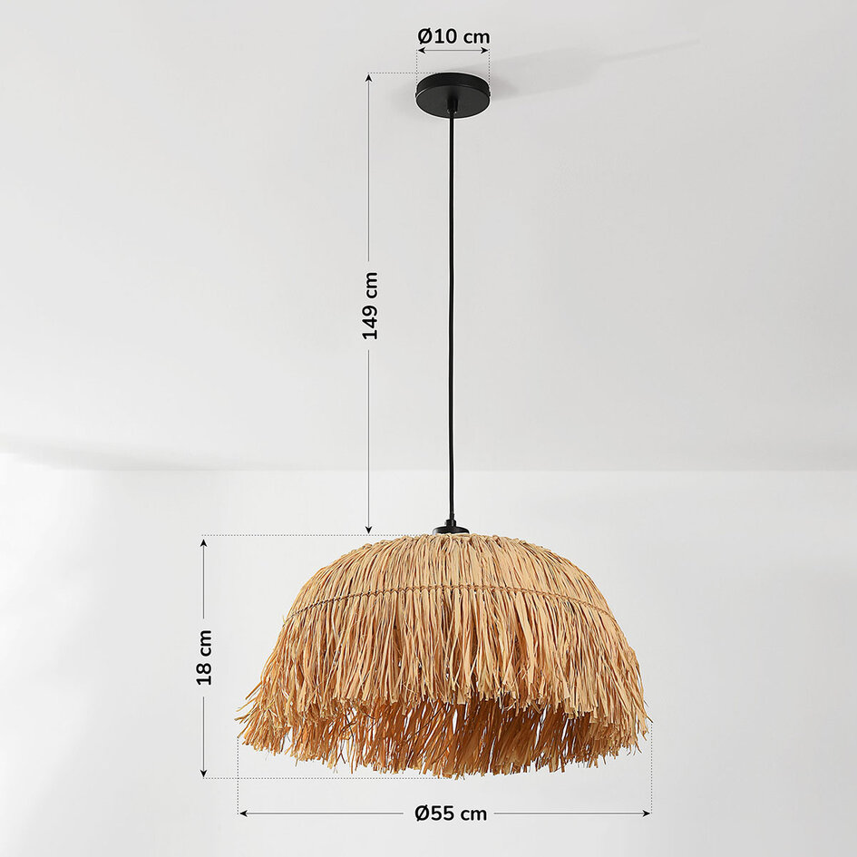 Pendellampa Laria - naturlig handflätad raffia