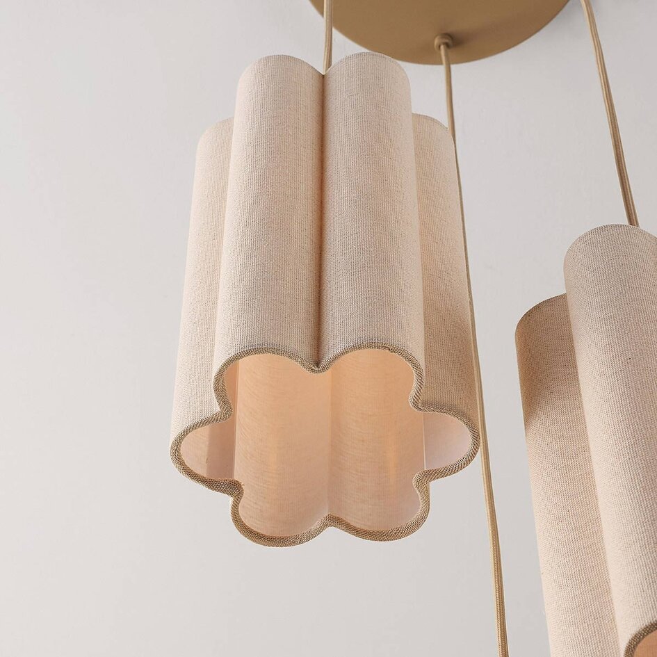 Pendellampa Orva med tre lampor - beige linne