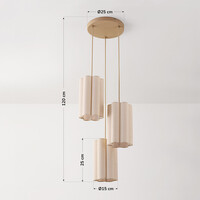 Pendellampa Orva med tre lampor - beige linne