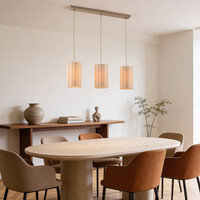 Pendellampa Orza med tre lampor - beige linne