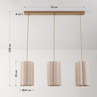 Pendellampa Orza med tre lampor - beige linne