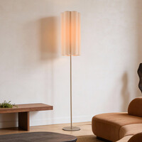 Golvlampa Oia med linneskärm - beige
