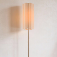 Golvlampa Oia med linneskärm - beige