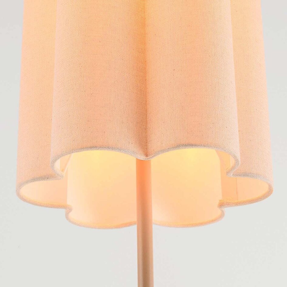 Golvlampa Oia med linneskärm - beige