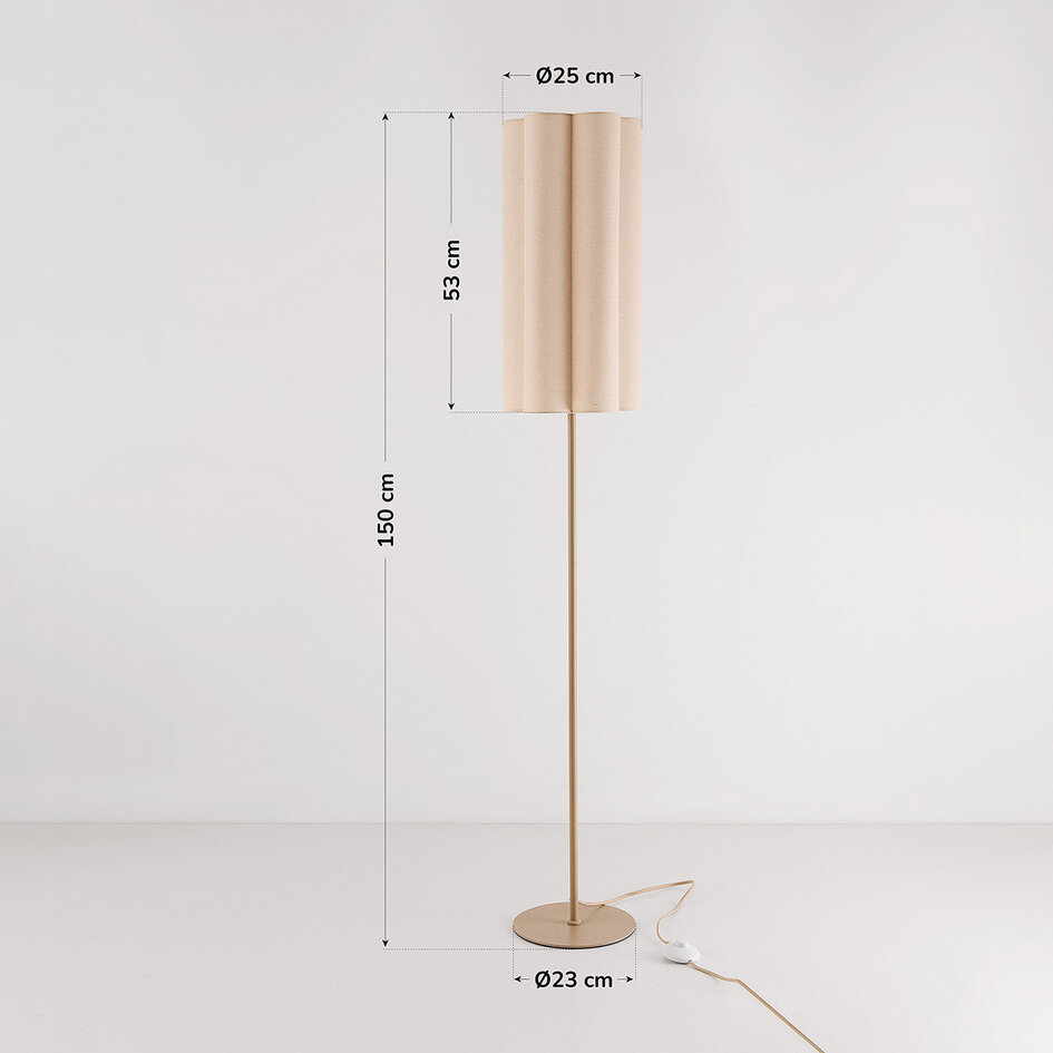 Golvlampa Oia med linneskärm - beige