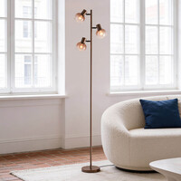 Golvlampa Duna med brunt ombre-glas, tre lampor
