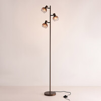 Golvlampa Duna med brunt ombre-glas, tre lampor