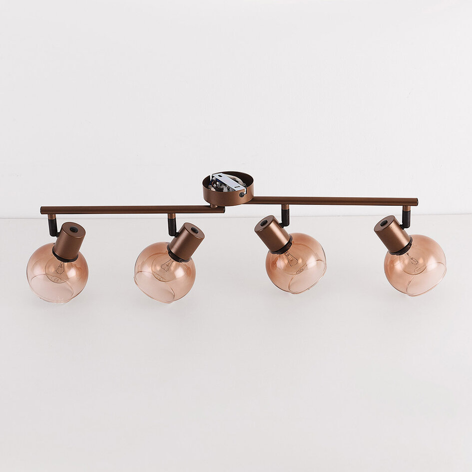 Taklampa Dari - fyra justerbara spotlights i brunt ombréglas