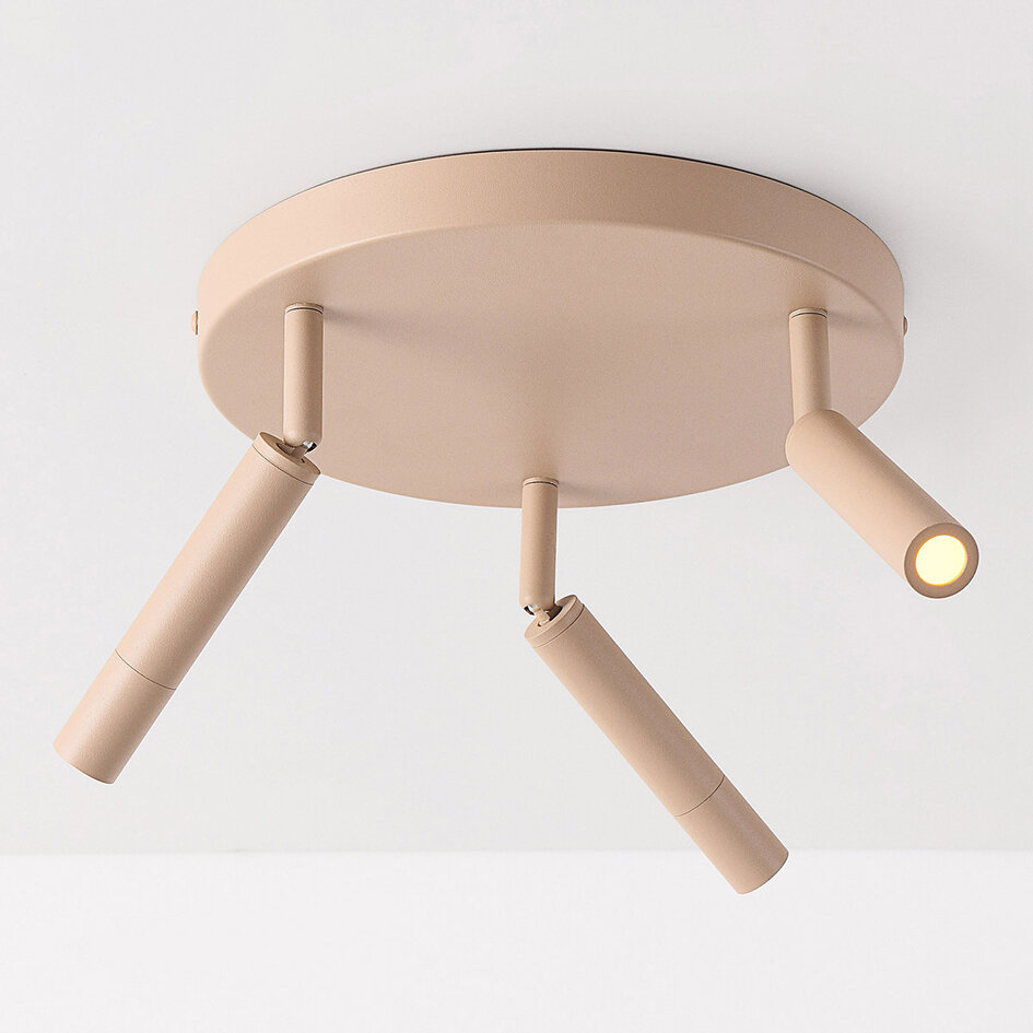 Taklampa Dora - beige med tre justerbara spotlights