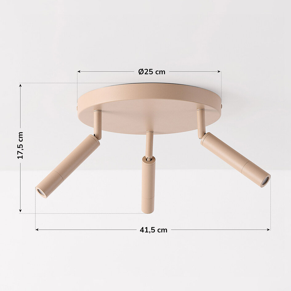 Taklampa Dora - beige med tre justerbara spotlights