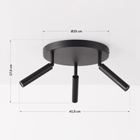 Svart taklampa Dora med tre justerbara spotlights
