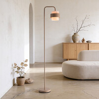 Golvlampa Kodee med mjölkvitt glas - beige