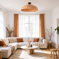Boho-taklampa Baro Ø58 cm - naturlig raffia