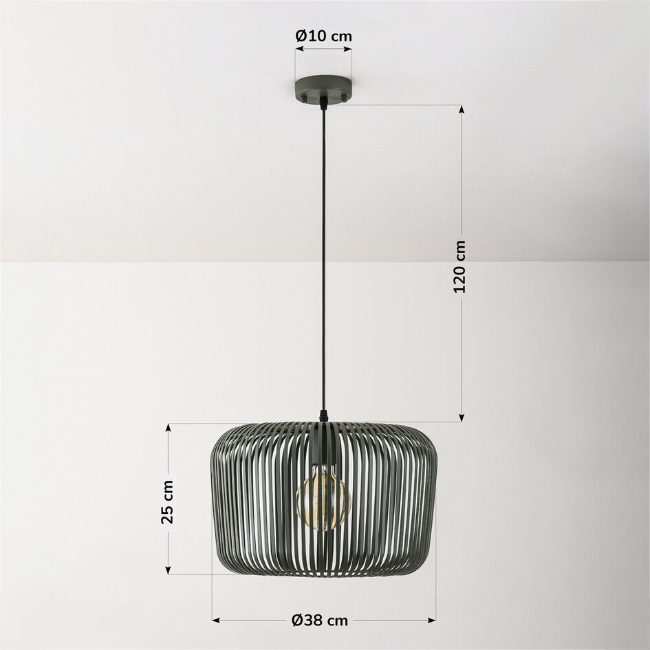 Pendellampa Viro i grön metall Ø38 cm