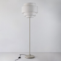 Golvlampa Zhuo med linneskärm - beige