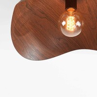 Modern taklampa Casthano i metall med valnötslook Ø46 cm