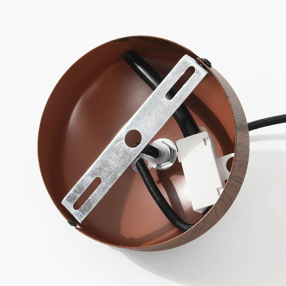 Japandi-pendellampa Zongse Ø56 cm - metallskärm i valnötsutseende