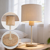 Bordslampa Aurea med linneskärm och travertineffekt - beige