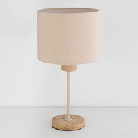 Bordslampa Aurea med linneskärm och travertineffekt - beige