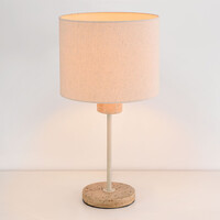 Bordslampa Aurea med linneskärm och travertineffekt - beige