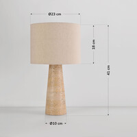 Bordslampa Verla med linneskärm och travertinlook